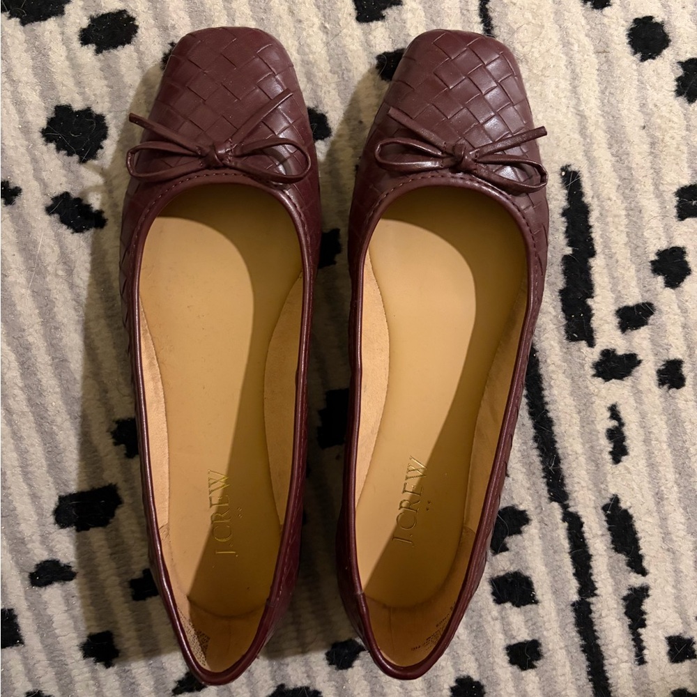 J Crew Factory woven burgundy flat